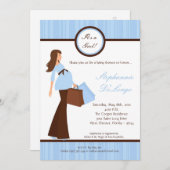 5x7 Blue Modern Mod Maman Baby shower Invitation (Devant / Derrière)