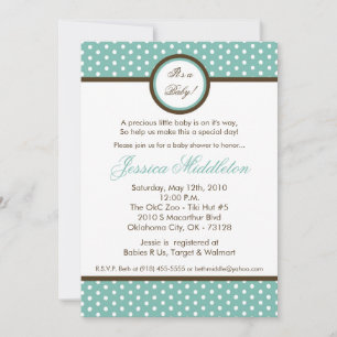 5x7 Blue Polka Dot Baby shower Invitation Kaart
