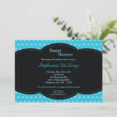 5x7 Blue Polkadot Sweet 16 Anniversaire Invitation (Debout devant)