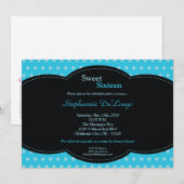 5x7 Blue Polkadot Sweet 16 Anniversaire Invitation (Devant / Derrière)