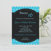 5x7 Blue Polkadot Sweet 16 Anniversaire Invitation (Debout devant)