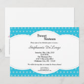 5x7 Blue Polkadot Sweet 16 Anniversaire Invitation (Devant / Derrière)
