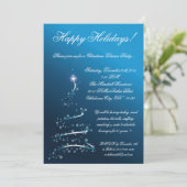 5x7 Blue XMAS Tree Christmas Party Invitation (Debout devant)