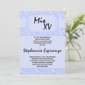 5x7 Blue Zebra Imprimer Quinceanera 15 Invitation (Debout devant)