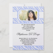 5x7 Blue Zebra Print Patter Quinceanera Invitation (Devant)