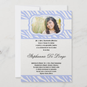 5x7 Blue Zebra Print Patter Quinceanera Uitnodigin Kaart