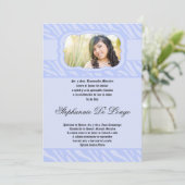 5x7 Blue Zebra Print Patter Quinceanera Uitnodigin Kaart (Staand voorkant)