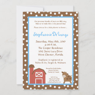 5x7 Boerderij Red Barn Cow Baby shower Uitnodiging