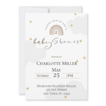 5x7 Boho Regenboog Baby Shower Uitnodiging