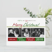 5x7 Boîtes de texte rouge vert carte de Noël (Debout devant)