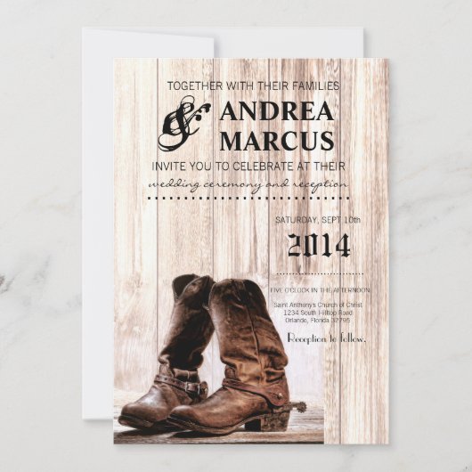 5x7 Boots Country Russe Wester Faire-part de maria (Devant)