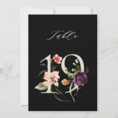 5x7 Botanical Floral Number 19, Black Table Number Kaart (Achterkant)
