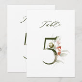 5x7 Botanique Floral Numéro 5, Numéro de Table (Devant / Derrière)
