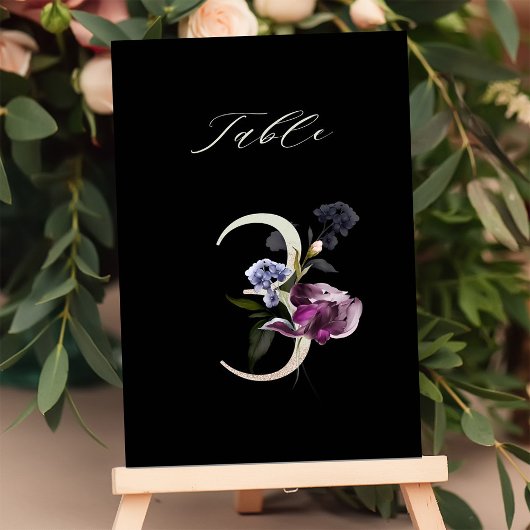 5x7 Botanisch Bloemmotief Nummer 3, Zwarte Tafelka Kaart