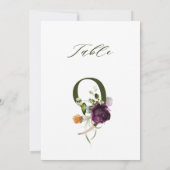 5x7 Botanisch Bloemmotief Nummer 9, Tafelnummer (Achterkant)