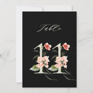 5x7 Botanisch Bloemmotief Tafelnummer 11, Zwart Ta