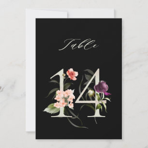 5x7 Botanisch Bloemmotief Tafelnummer 14, Zwarte T