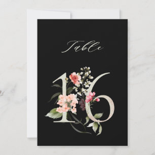 5x7 Botanisch Bloemmotief Tafelnummer 16, Zwarte T