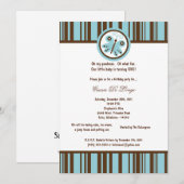 5x7 Bouton bleu clair Invitation de fête d'anniver (Devant / Derrière)