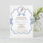 5x7 Boy Blue Baby Baby shower de bétail Invitation (Debout devant)