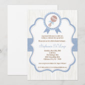 5x7 Boy Blue Baby Baby shower de bétail Invitation (Devant / Derrière)