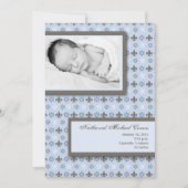 5x7 Boy Blue Fleur De Li Faire-part de naissance p (Devant)