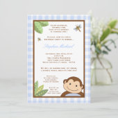 5x7 Boy Blue Papgayo Monkey Invitation d'anniversa (Debout devant)