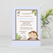 5x7 Boy Blue Papgayo Monkey Invitation d'anniversa (Debout devant)