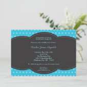 5x7 Boy Blue Polkadot Poke Invitation d'anniversai (Debout devant)