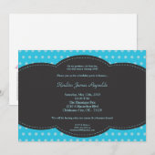 5x7 Boy Blue Polkadot Poke Invitation d'anniversai (Devant / Derrière)