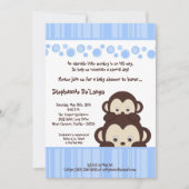 5x7 Boy Blue Pop Monkey Baby shower Invitation (Devant)