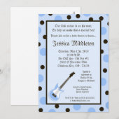 5x7 Boy Blue Rocker Guitar Baby shower Invitation (Devant / Derrière)