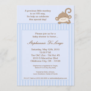 5x7 Boy Blue Stripe Baby shower Invitation