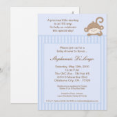 5x7 Boy Blue Stripe Monkey Baby shower Uitnodiging (Voorkant / Achterkant)