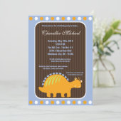 5x7 Boy Dinosaur Dino Invitation de fête d'anniver (Debout devant)