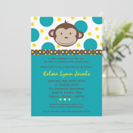 5x7 Boy Modern Mod Baby shower Invitation (Debout devant)