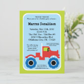 5x7 Boy Monster Truck Invitation de fête d'anniver (Debout devant)