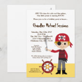 5x7 Boy Pirate Ship Anniversaire Fête Invitation (Devant / Derrière)
