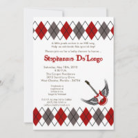 5x7 Boy Punk Rocker Guitare Baby shower Invitation