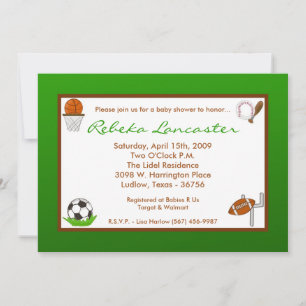5x7 Boy Sports Football Baby shower Invitation