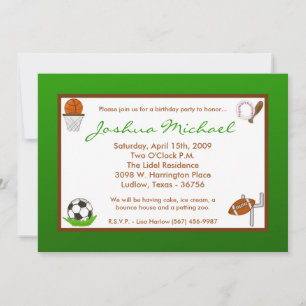 5x7 Boy Sports Football Birthday Party Invitation Kaart
