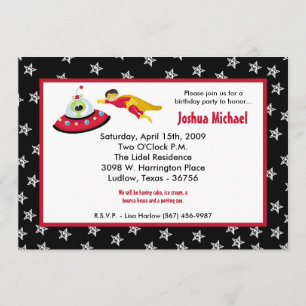 5x7 Boy Super Hero Birthday Party Invitation Kaart