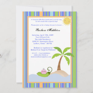 5x7 Boy Sweet Pea in Pod Baby shower Invitation
