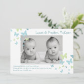 5x7 Boy Twins Butterfly Photo Faire-part de naissa (Debout devant)