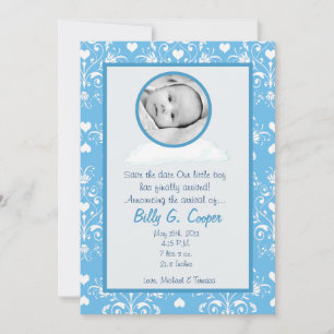 5x7 Boys Circle PHOTO sur Cloud Faire-part de nais