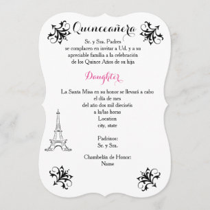 5x7 Bracket Invitation Quinceañera - Personnaliser