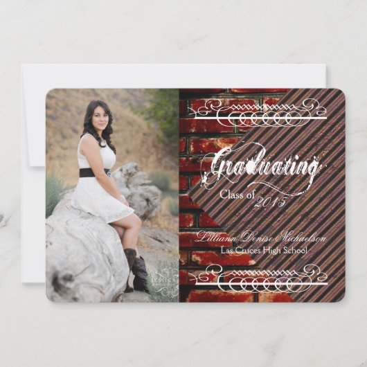 5x7 Brick Wall Grunge Building Senior Faire-part (Devant)