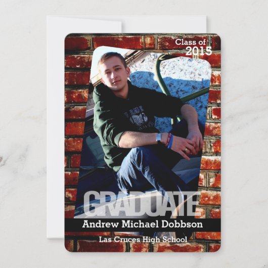 5x7 Brick Wall Grunge Building Senior Faire-part (Devant)