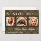 5x7 Brown Cercle Polka Photo Senior Faire-part (Devant / Derrière)