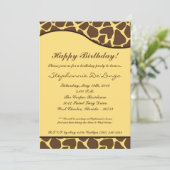 5x7 Brown Giraffe Imprimer Invitation de fête d'an (Debout devant)